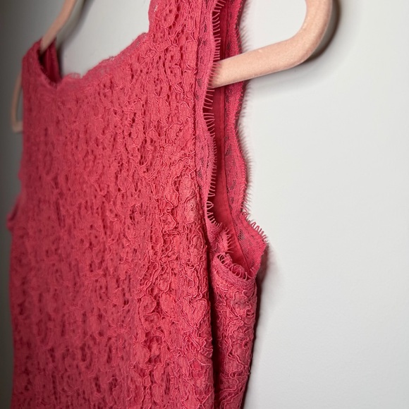 Adrianna Papell Coral Lace Cocktail Dress Wedding Guest Formal Sheath Size 2 - Picture 5 of 14